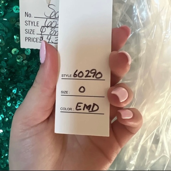 Scala Green Off the Shoulder Prom Dress - Picture 3 of 5